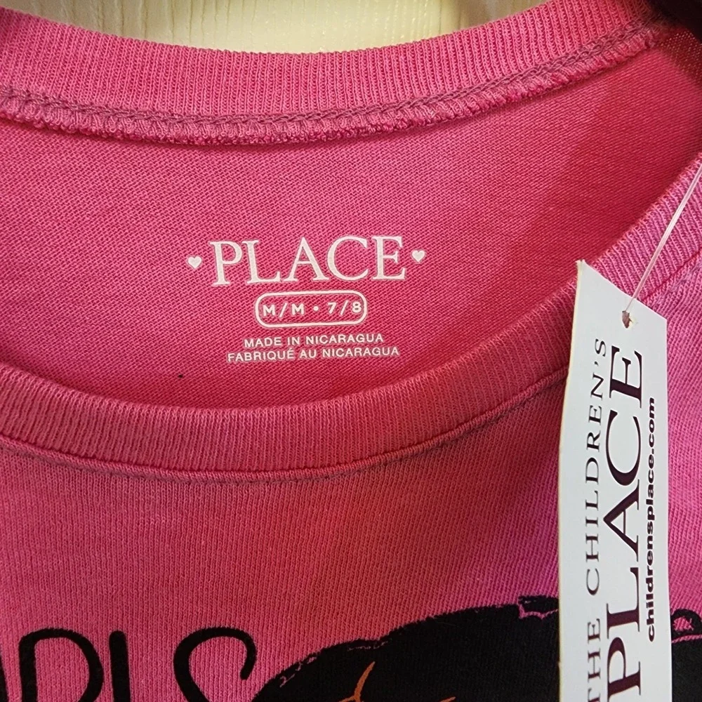 Girls The Childrens Place Graphic Size 7/8 Long Sleave Pink TEES LOT OF 2  NEW